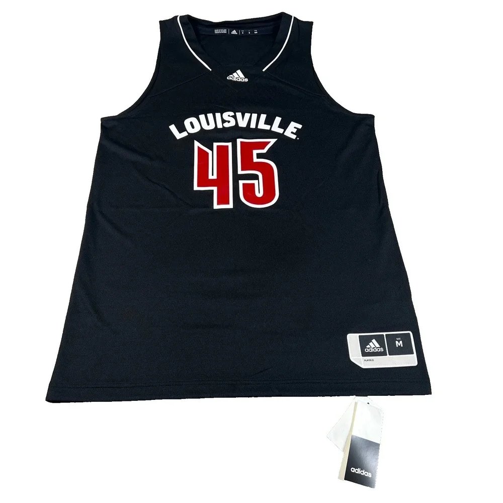 Adidas Mens M Black Louisville Cardinals Basketball‎ #45 Swingman Jersey NWT